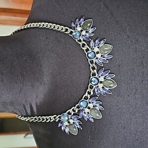 Lia Sophia statement necklace blue lavendar silver tone